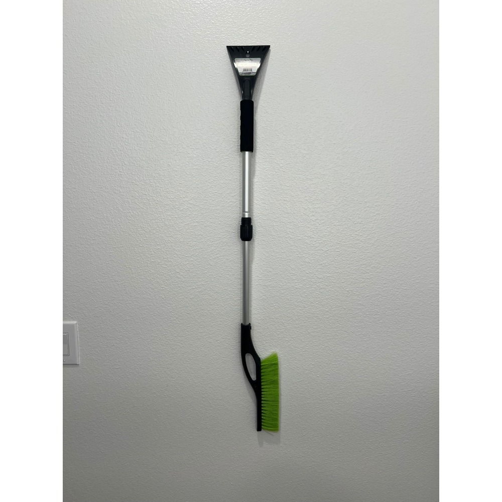 Bigfoot Snow Brush Ice Scraper Telescoping 33-42in Black Green 33-42"